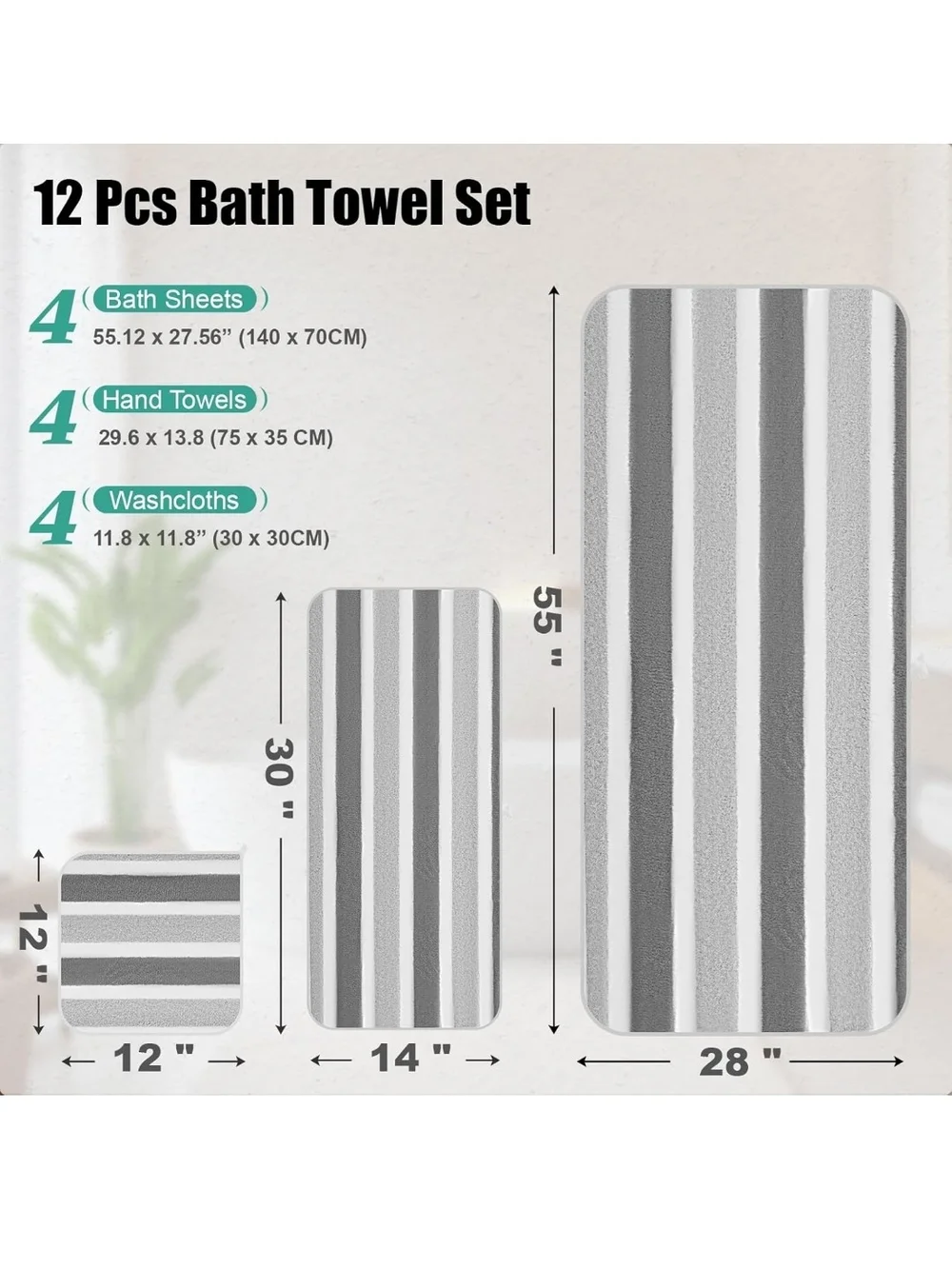 Luxury Striped Cotton Towel Set - Multi Color